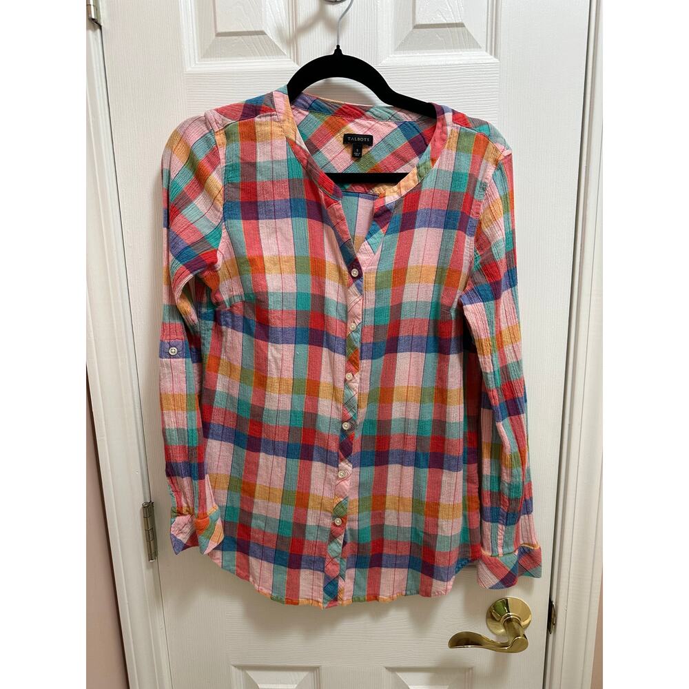 Talbots Button Down Shirt Size Small Plaid/Multicolor